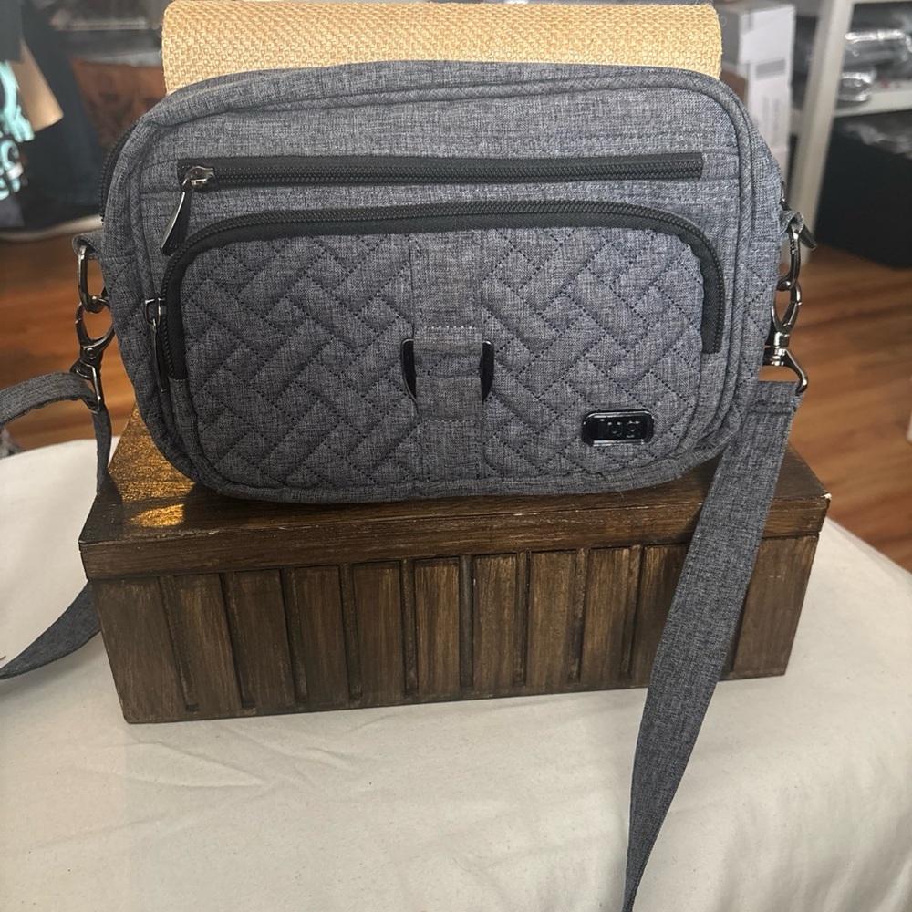 Lug Textured Gray Crossbody Bag